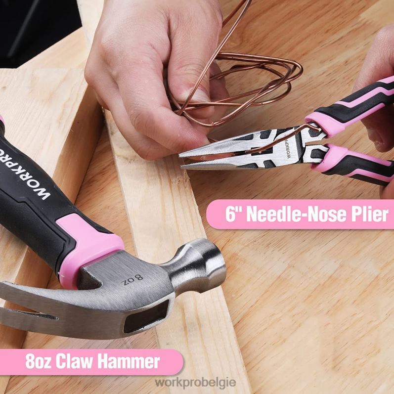 WORKPRO 52-delige gereedschapsset, damesgereedschapsset voor thuis met opbergdoos voor gereedschap, basisgereedschapsset - lint 6BNP0249 hulpmiddel roze