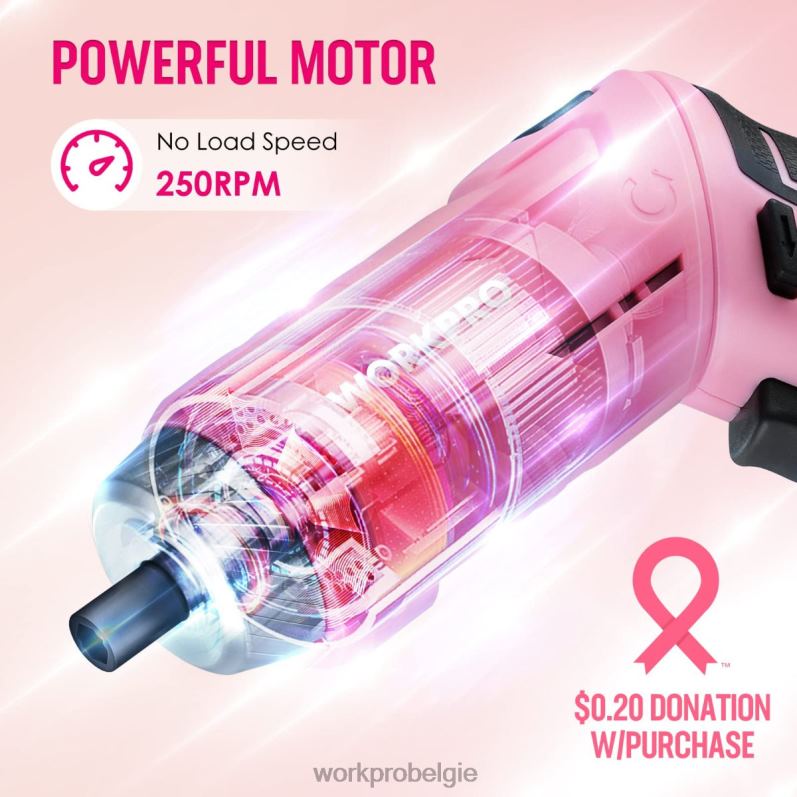 WORKPRO 75-delige gereedschapsset, 3,7 V draaibare accuschroevendraaier en huishoudelijke gereedschapsset 6BNP0260 hulpmiddel roze