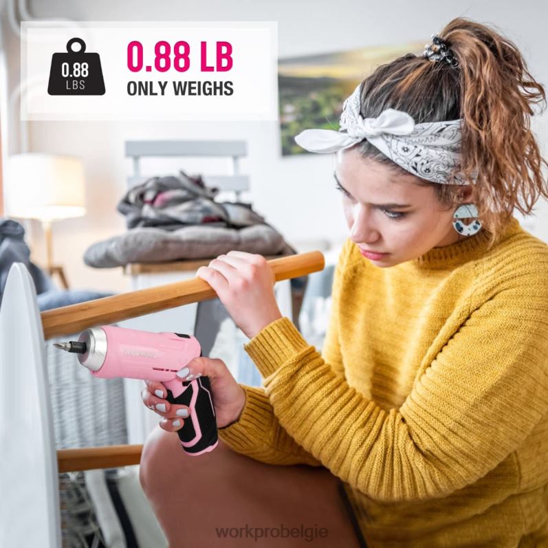 WORKPRO 75-delige gereedschapsset, 3,7 V draaibare accuschroevendraaier en huishoudelijke gereedschapsset 6BNP0260 hulpmiddel roze