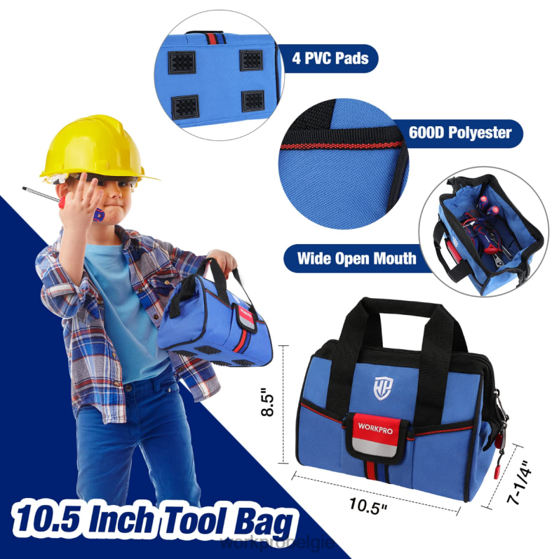 WORKPRO 9-delige junior gereedschapsset voor kinderen met gereedschapstas 6BNP0253 hulpmiddel roze blauw
