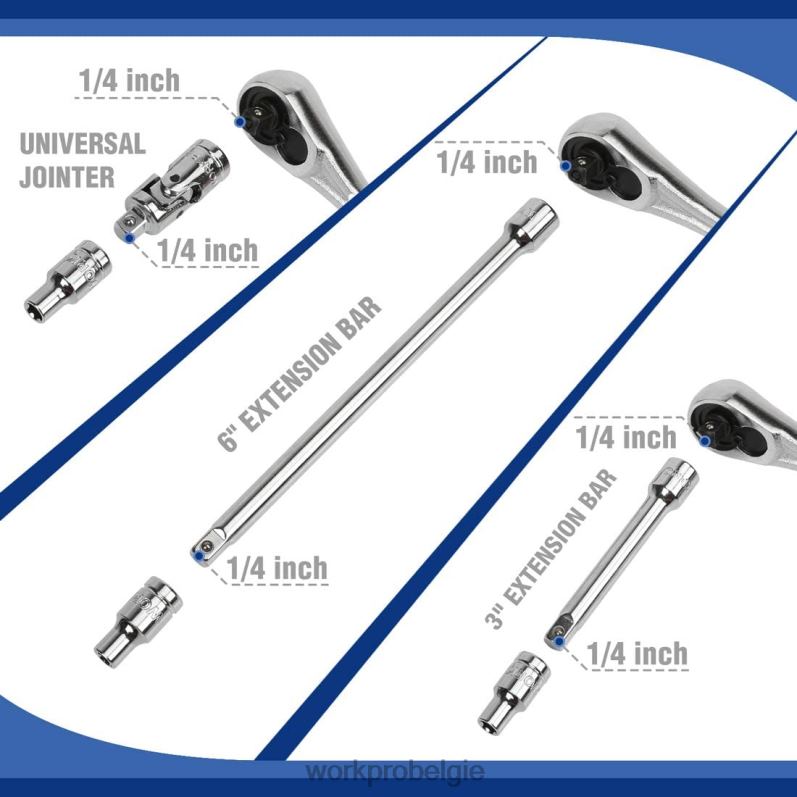 WORKPRO Dopsleutelset, 70-dlg Dopsleutelset met snelspanratel, metrisch en sae 6BNP0308 hulpmiddel morden