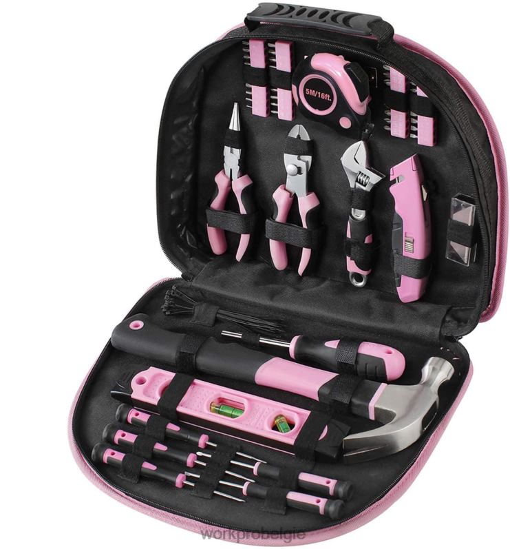 WORKPRO Gereedschapsset van 103 stuks met gemakkelijk mee te nemen rond etui, perfect voor doe-het-zelf-onderhoud in huis 6BNP0248 hulpmiddel roze