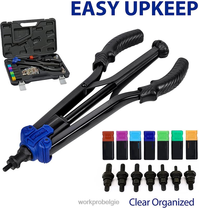 WORKPRO Klinkmoergereedschap 70-delige klinknagelmoeren en draagtas met handmoer met schroefdraad 6BNP0309 hulpmiddel behulpzaam