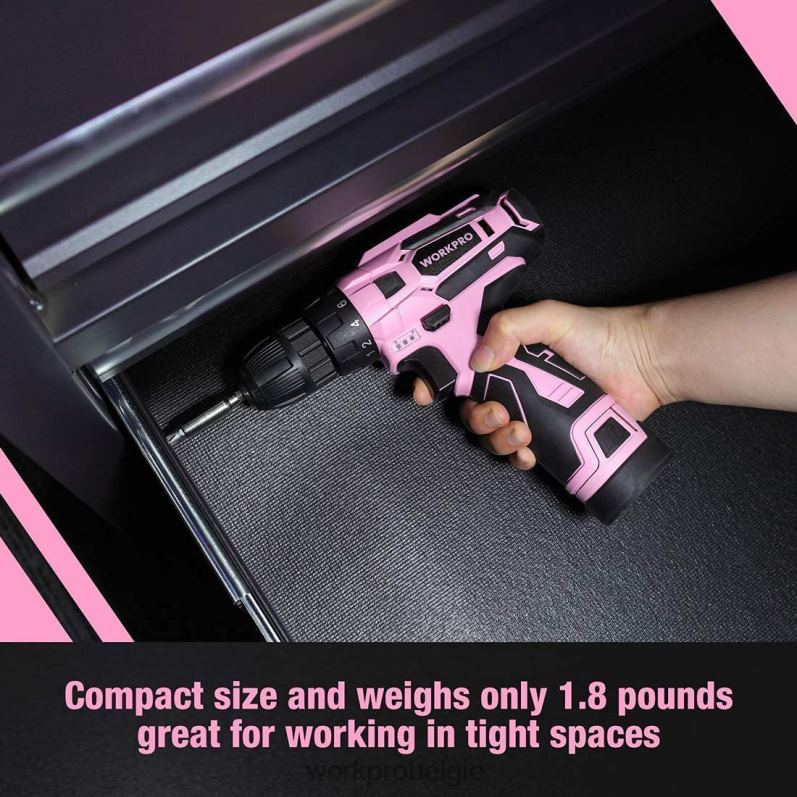 WORKPRO accuboormachineset 12v elektrische schroevendraaier gereedschapsset voor dames 6BNP0263 hulpmiddel roze
