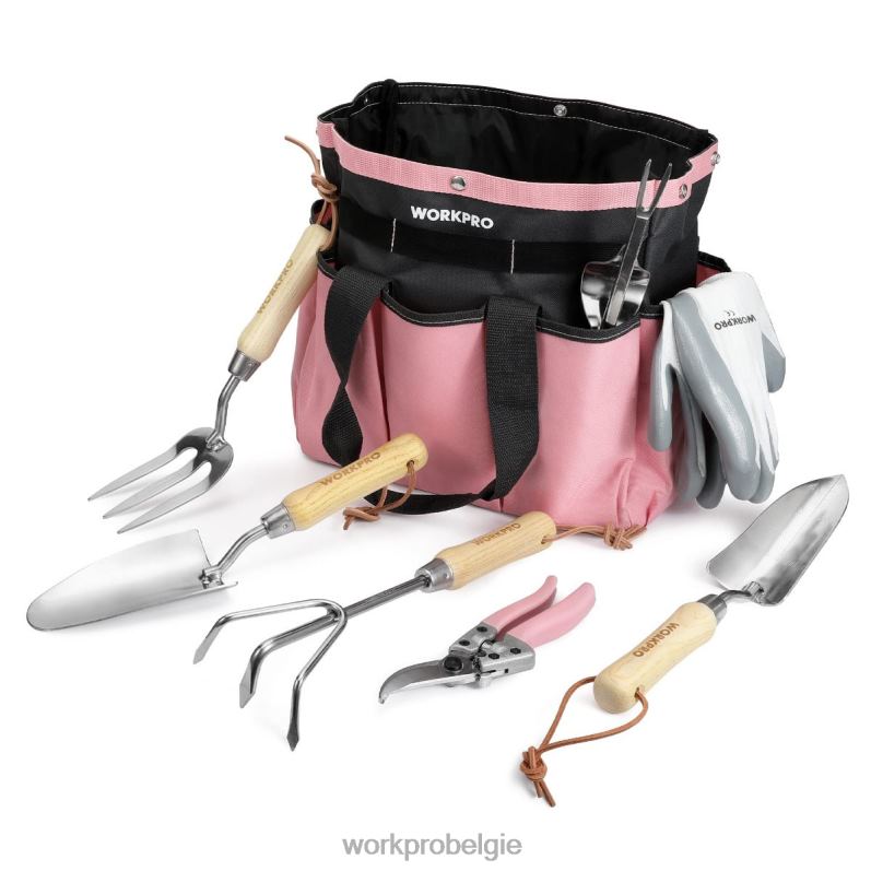 WORKPRO tuingereedschap Set van 7 stuks, robuust tuingereedschap van roestvrij staal 6BNP0252 hulpmiddel roze