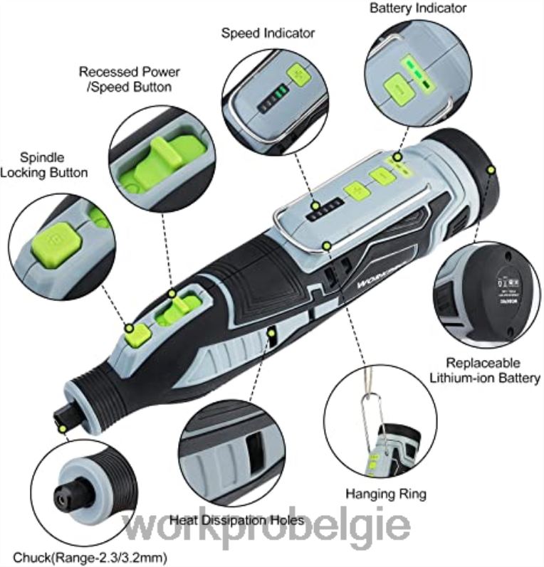WORKPRO 12V draadloze roterende gereedschapsset & 276-delige accessoireset voor roterende gereedschappen & 8-delige klemmenset & 4-in-1 nietpistoolset 6BNP0317 hulpmiddel morden