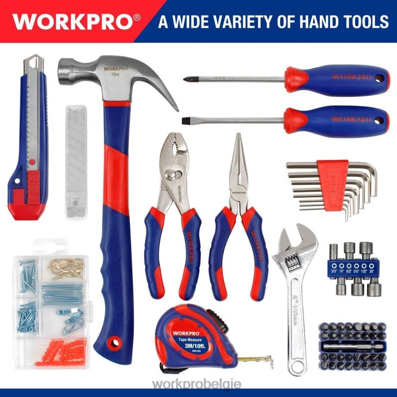 WORKPRO Gezichtsklem & 12V accuboormachine en gereedschapsset voor thuis & 10-delige professionele spade-boorset & 4-in-1 nietpistool voor zwaar gebruik 6BNP0318 hulpmiddel bruikbaar