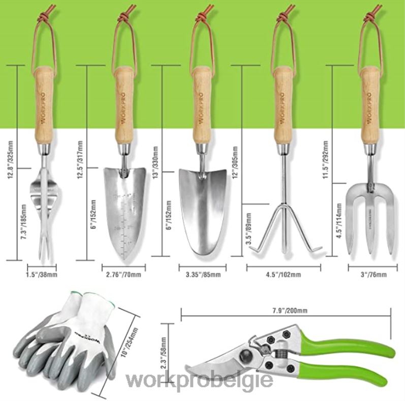 WORKPRO accukettingzaag & 7-delige tuingereedschapset & 2 paar tuinhandschoenen & tuinkniebeschermers 6BNP0314 hulpmiddel bruikbaar