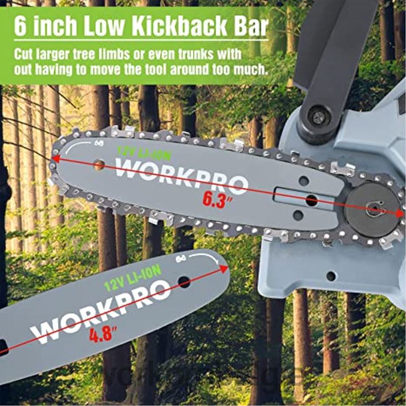 WORKPRO accukettingzaag & 7-delige tuingereedschapset & 2 paar tuinhandschoenen & tuinkniebeschermers 6BNP0314 hulpmiddel bruikbaar