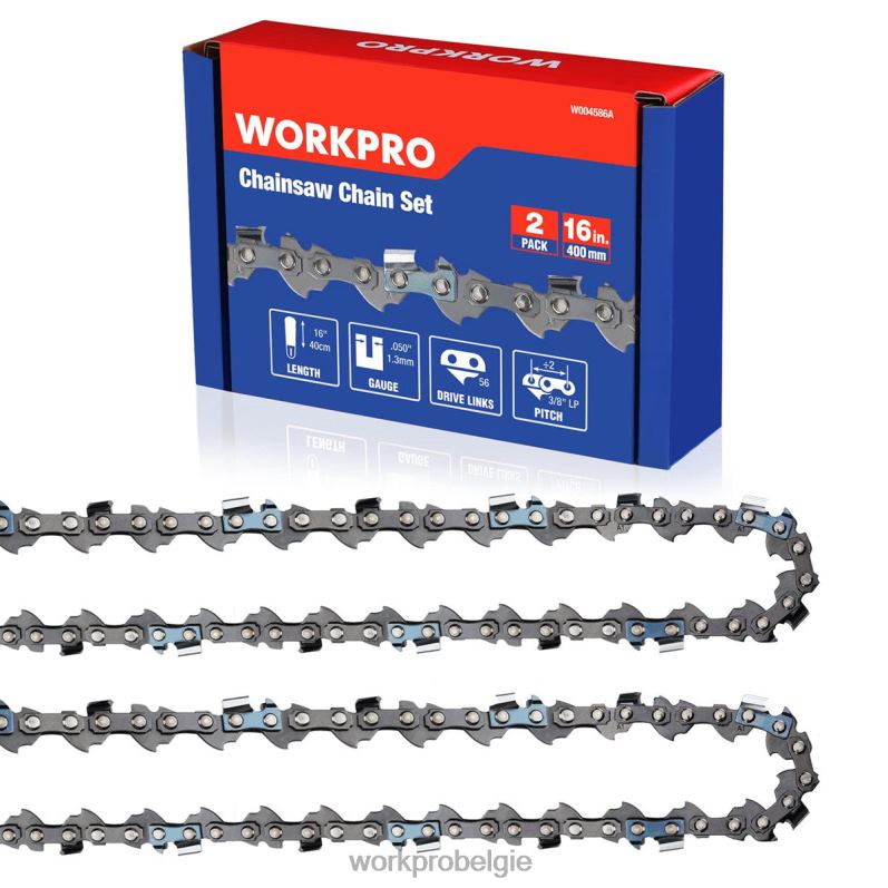 WORKPRO 2-pack kettingzaagketting, 3/8" steek, 56 aandrijfschakels houtzaagketting voor kettingzaagonderdelen 6BNP0204 hulpmiddel bruikbaar