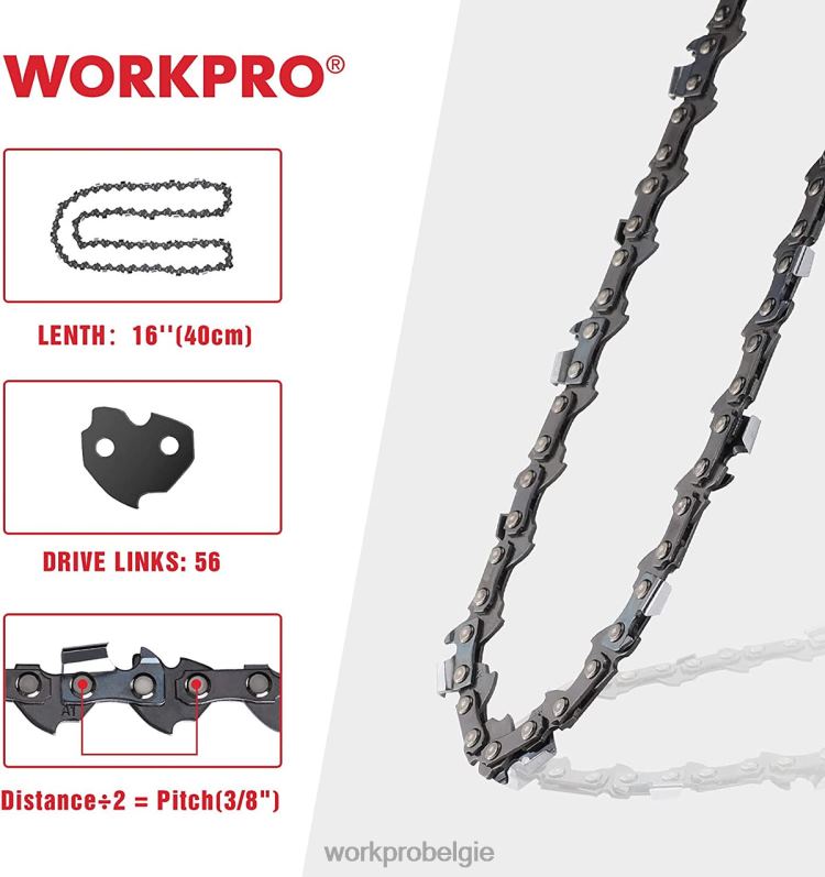 WORKPRO 2-pack kettingzaagketting, 3/8\" steek, 56 aandrijfschakels houtzaagketting voor kettingzaagonderdelen 6BNP0204 hulpmiddel bruikbaar