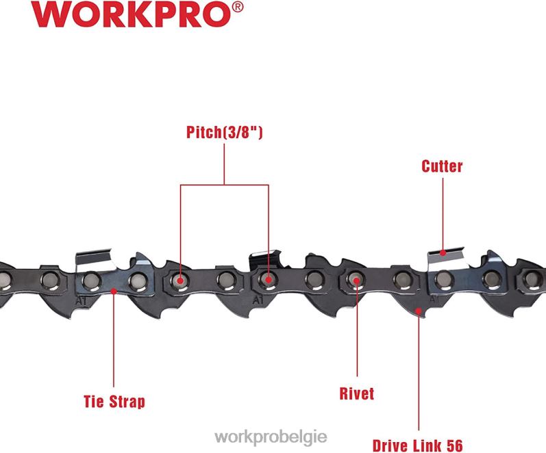 WORKPRO 2-pack kettingzaagketting, 3/8\" steek, 56 aandrijfschakels houtzaagketting voor kettingzaagonderdelen 6BNP0204 hulpmiddel bruikbaar