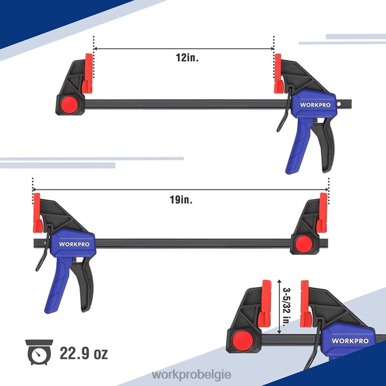 WORKPRO 2 stuks staafklemmen voor houtbewerking, middelzware klem/spreider met één hand van 300 lbs 6BNP0118 hulpmiddel morden