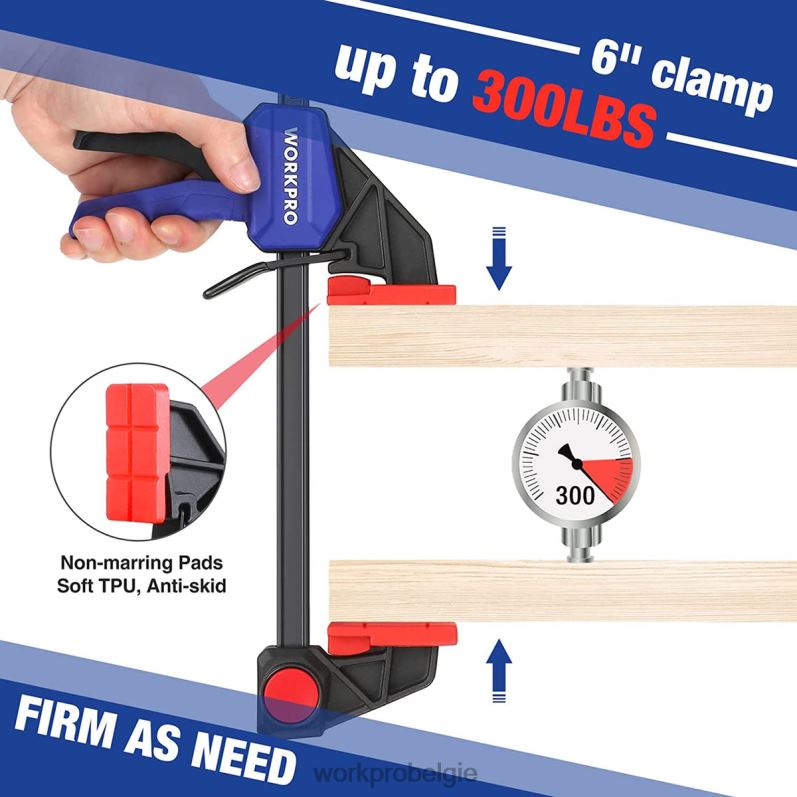 WORKPRO 2 stuks staafklemmen voor houtbewerking, middelzware klem/spreider met één hand van 300 lbs 6BNP0123 hulpmiddel behulpzaam