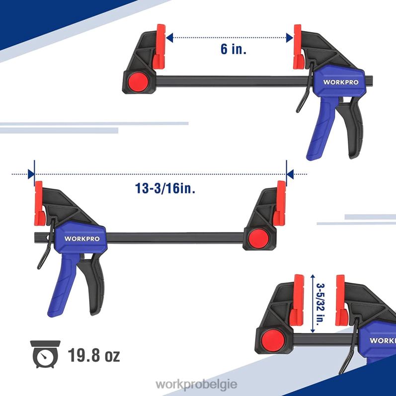 WORKPRO 2 stuks staafklemmen voor houtbewerking, middelzware klem/spreider met één hand van 300 lbs 6BNP0123 hulpmiddel behulpzaam