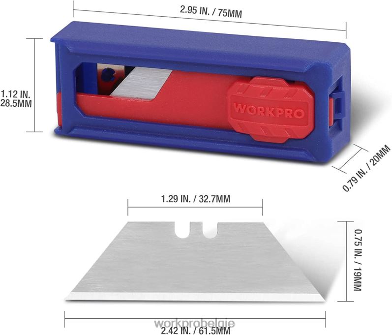 WORKPRO mesbladen, sk5 navullingen voor stalen box-messen, standaardformaat met individuele dispenser, verpakking van 50 6BNP055 hulpmiddel morden