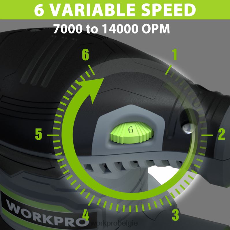 WORKPRO 2,5 ampère elektrische 5-inch excenterschuurmachine, 6 variabele snelheden van 7000 tot 14000 tpm 6BNP0233 hulpmiddel bruikbaar