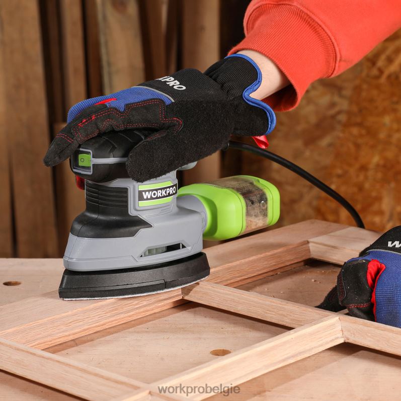 WORKPRO Detailschuurmachine van 1,6 ampère, compacte elektrische schuurmachine van 13.000 opm met stofafscheider 6BNP0239 hulpmiddel behulpzaam