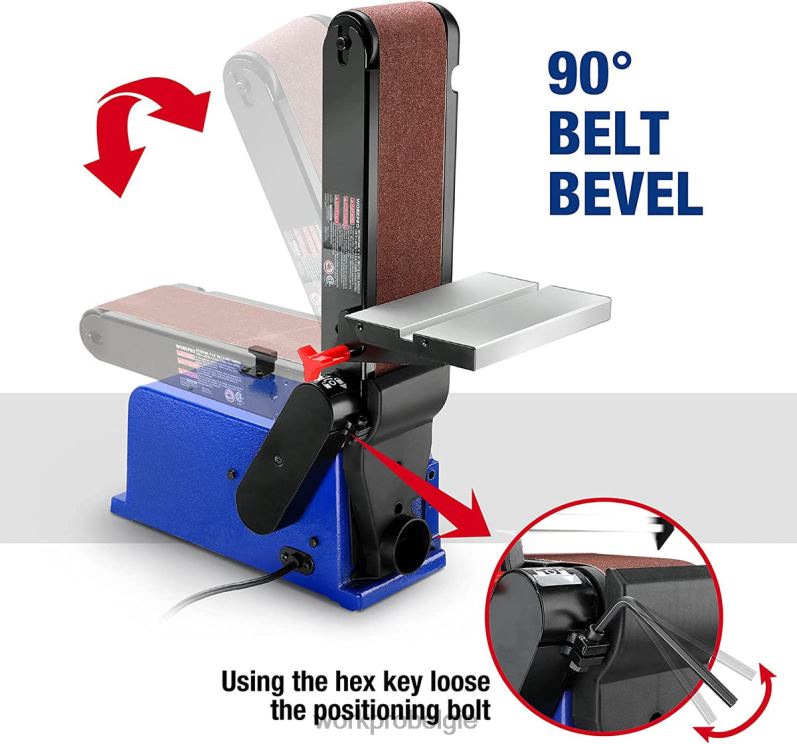 WORKPRO bandschijfschuurmachine, 4 inch x 36 inch band- en 6 inch schijfschuurmachine met 6 stuks schuurpapier, gietijzeren voet voor het schuren van houtbewerking 6BNP0235 hulpmiddel bruikbaar