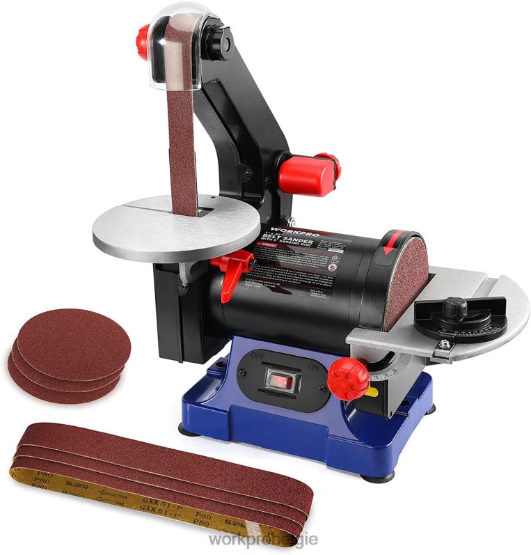 WORKPRO schijfbandschuurmachine, 1 inch x 30 inch riem en 5 inch schuurschijf, inclusief 6 stuks schuurpapier 6BNP0237 hulpmiddel behulpzaam