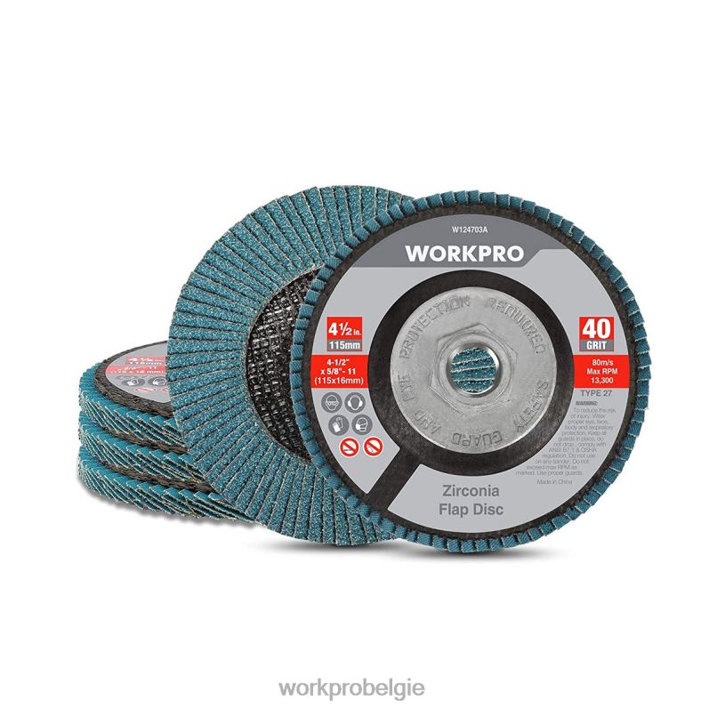 WORKPRO 5-pack zirkonia lamellenschijf, haakse slijpschijf, 4-1/2 inch slijpschijven 6BNP0206 hulpmiddel bruikbaar