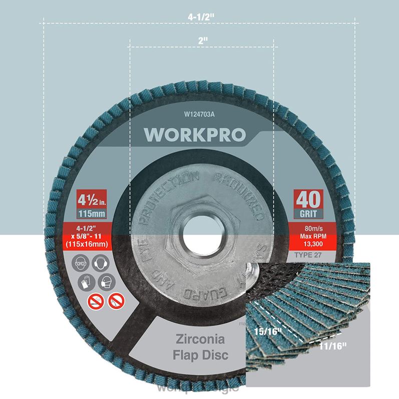 WORKPRO 5-pack zirkonia lamellenschijf, haakse slijpschijf, 4-1/2 inch slijpschijven 6BNP0206 hulpmiddel bruikbaar