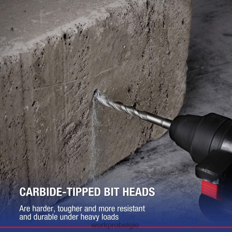 WORKPRO 8-delige sds-plus boorset, hardmetalen punt, sds+ boorhamerborenset met opbergkoffer voor baksteen, cement, steen en beton 6BNP0205 hulpmiddel bruikbaar