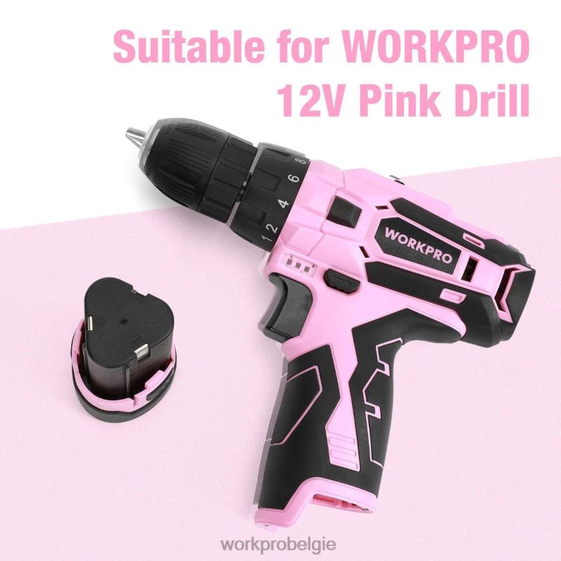 WORKPRO 12V lithium-ion vervangende accu voor 12V accuboormachine 6BNP0223 hulpmiddel roze