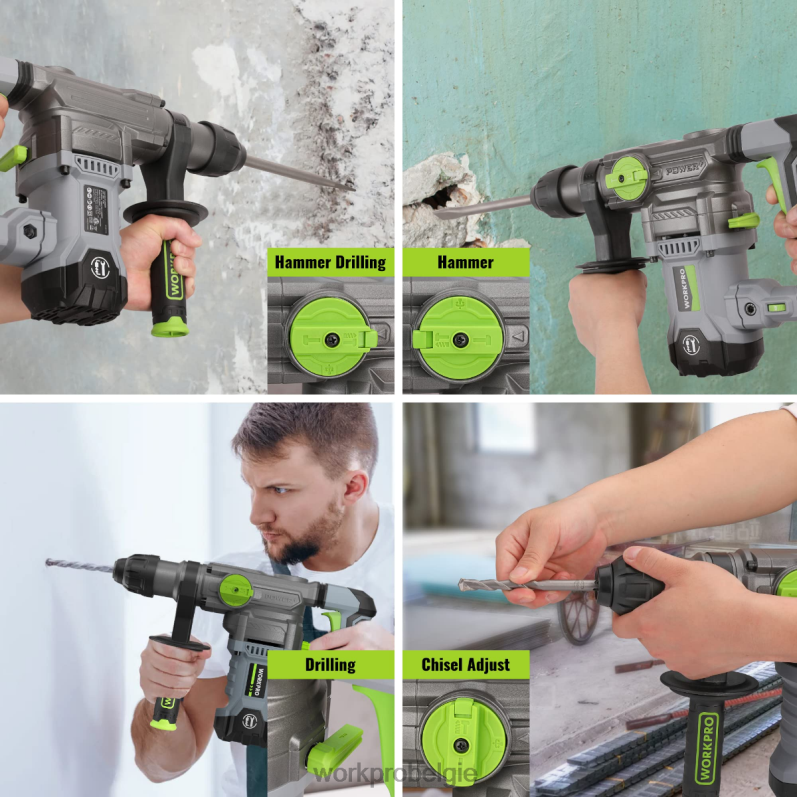 WORKPRO 12,5 ampère 1-1/4 inch premium sds-plus boorhamer, zware versie met snoer 6BNP0179 hulpmiddel behulpzaam
