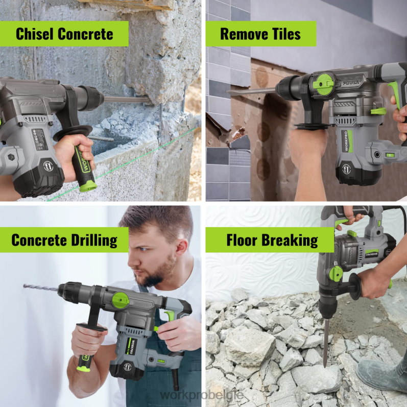 WORKPRO 12,5 ampère 1-1/4 inch premium sds-plus boorhamer, zware versie met snoer 6BNP0179 hulpmiddel behulpzaam