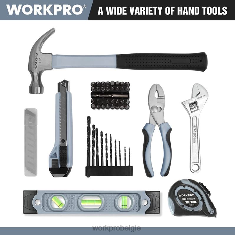 WORKPRO 61-delige 12V accuboormachine en gereedschapsset voor thuis, inclusief 14-inch opbergtas 6BNP0174 hulpmiddel grijs