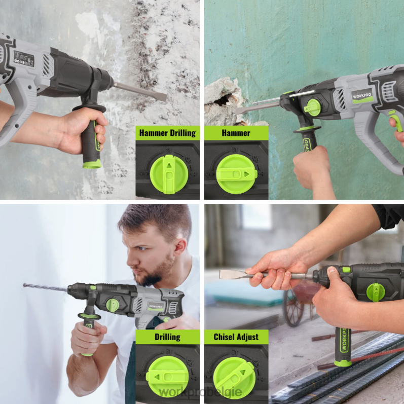 WORKPRO 7,5 ampère 1-1/4 inch premium sds-plus boorhamer, lichtgewicht versie met snoer 6BNP0178 hulpmiddel bruikbaar