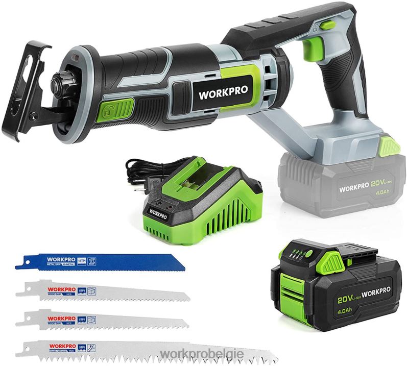 WORKPRO Accu-reciprozaag, inclusief 4 zaagbladen voor het zagen van hout en metaal 6BNP0184 hulpmiddel nieuw