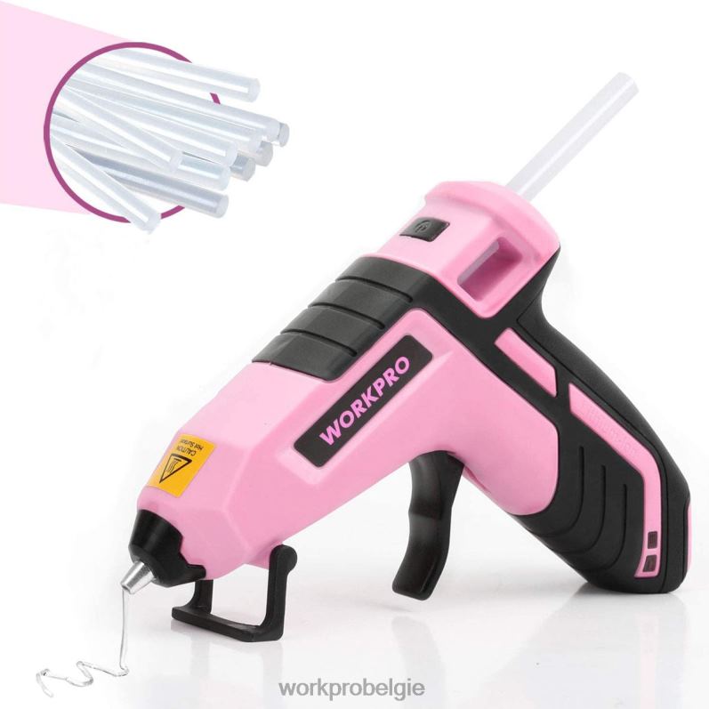 WORKPRO Draadloos smeltsnel voorverwarmend mini-lijmpistool met 20 stuks premium lijmstift 6BNP0163 hulpmiddel blauw/roze