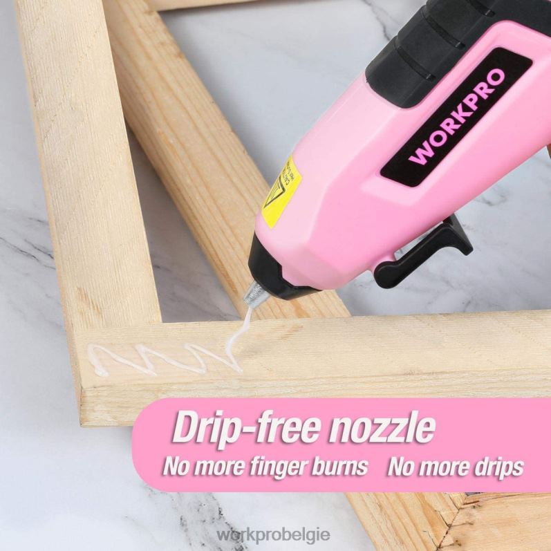 WORKPRO Draadloos smeltsnel voorverwarmend mini-lijmpistool met 20 stuks premium lijmstift 6BNP0163 hulpmiddel blauw/roze
