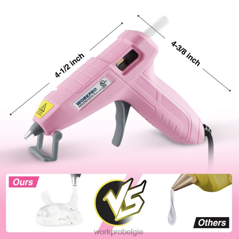 WORKPRO Mini-hetelijmpistoolset met 20 stuks hetelijmsticks 6BNP0162 hulpmiddel roze/wit