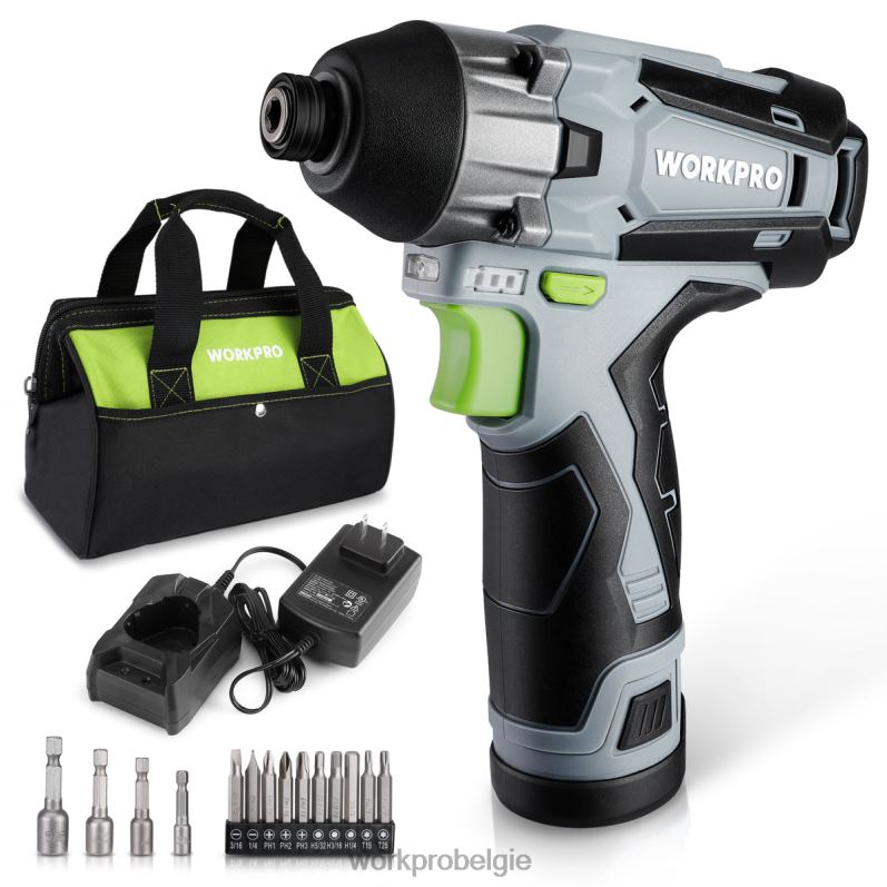 WORKPRO 12V accu-slagschroevendraaierset, zeskantige elektrische klopboormachine/schroevendraaierset met 2,0 Ah lithium-ionbatterij 6BNP0190 hulpmiddel nieuw