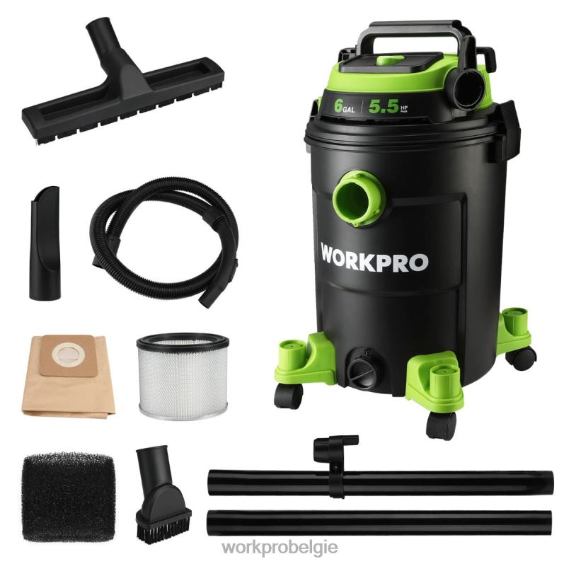 WORKPRO Winkelstofzuiger van 6 gallon, winkelstofzuiger van 5,5 piekvermogen met hepa-filterslang en accessoires 6BNP0215 hulpmiddel behulpzaam