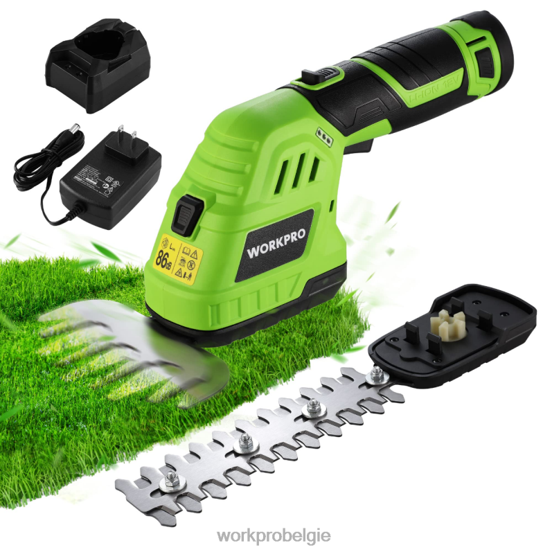 WORKPRO 2-in-1 12V elektrische draadloze grasheggenschaar en draagbare struikenschaar, met 2,0 Ah oplaadbare lithium-ionbatterij en snellader voor 1 uur 6BNP0301 hulpmiddel morden