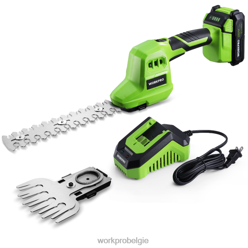 WORKPRO 2 in 1 20 V elektrische draadloze grasheggenschaar en draagbare struikenschaar, met 2,0 Ah oplaadbare lithium-ionbatterij en 1 uur snellader 6BNP0302 hulpmiddel bruikbaar