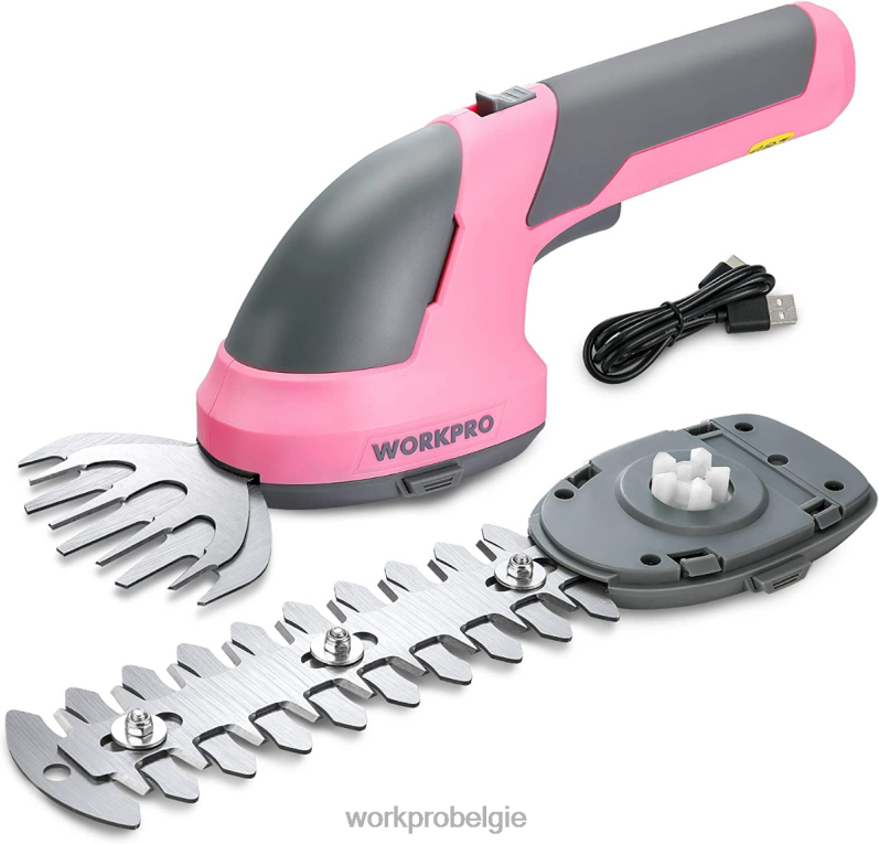 WORKPRO 2-in-1 draagbare 7,2 V elektrische draadloze struikenschaar, heggenschaar/grasmaaier 6BNP0269 hulpmiddel roze/groen/wit