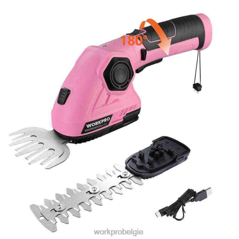 WORKPRO 2 in 1 draagbare heggenschaar 7,2 V elektrische grastrimmer/heggenschaar 6BNP0266 hulpmiddel roze