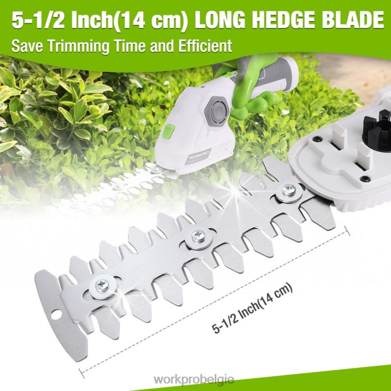 WORKPRO draadloze grasschaar en struikenschaar 2 in 1 draagbare heggenschaar 7,2 V elektrische grastrimmer heggenschaar 6BNP0297 hulpmiddel groen Wit