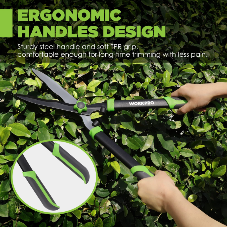 WORKPRO handmatige heggenschaar met golvend mes en ergonomisch comfortabel handvat 6BNP0287 hulpmiddel nieuw