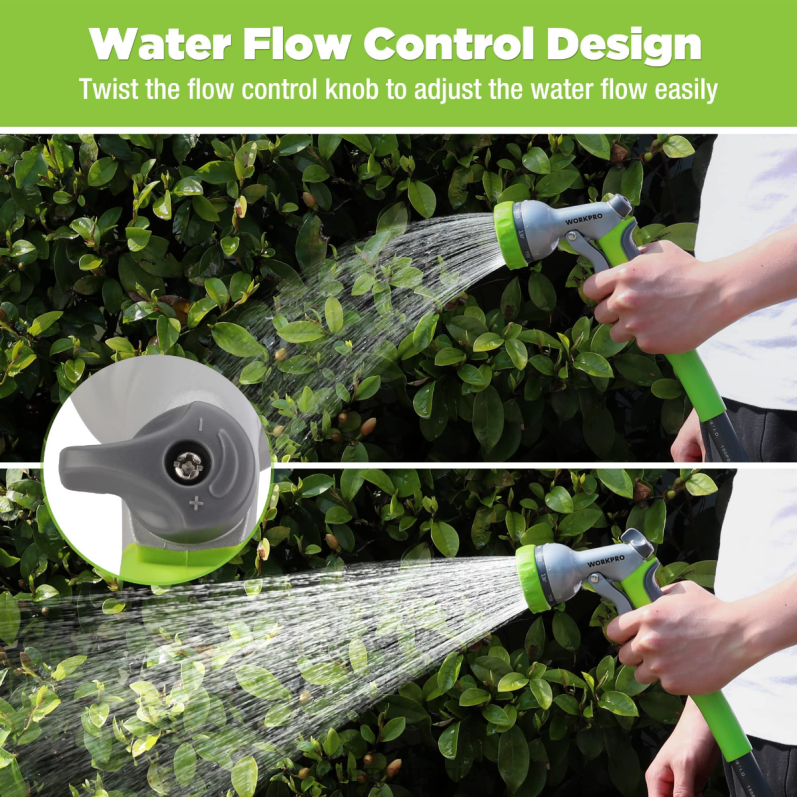 WORKPRO tuin hogedruk waterslangsproeier met 8 verstelbare bewateringspatronen en duimbediening 6BNP0288 hulpmiddel bruikbaar