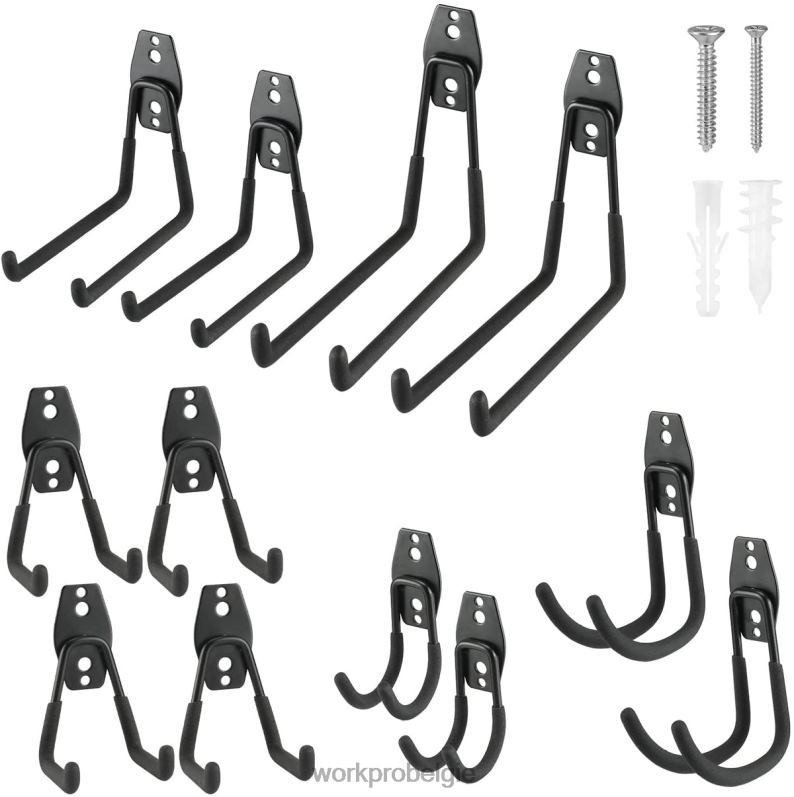 WORKPRO 12-delige garagehaakset, robuuste stalen garagehangers, praktische muurbeugels, gereedschaphangers voor fietsen, tuingereedschap, ladders en grote voorwerpen 6BNP0133 hulpmiddel bruikbaar