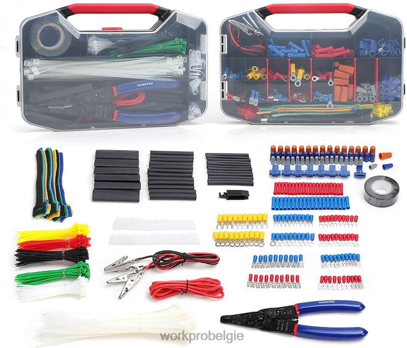 WORKPRO 582 stuks krimpterminals draadconnectoren krimpkous elektrische reparatieset met draadknipperstripper 6BNP0152 hulpmiddel bruikbaar