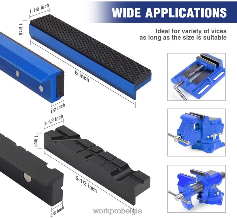 WORKPRO 2 paar bankschroef-kaakkussens, magnetische bankschroef-kaakbeschermers, multi-groef kaakkussens en aluminium kussentjesset 6BNP0117 hulpmiddel morden