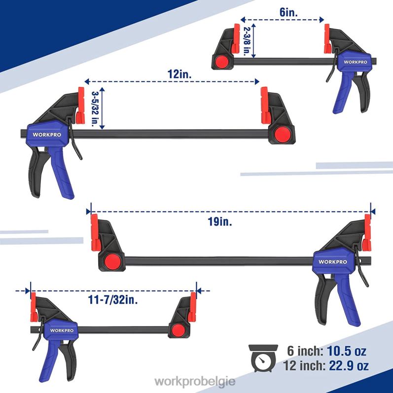 WORKPRO staafklemmen voor houtbewerking, 150/300lbs cap 6BNP0121 hulpmiddel nieuw