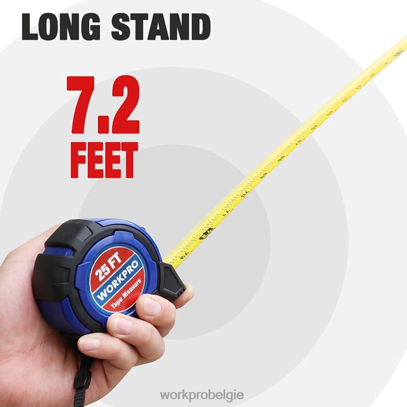 WORKPRO 25ft meetlint, 1/8 breuken en 1/32 nauwkeurigheid, gemakkelijk afleesbaar meetlint, intrekbaar meetlint met nylon coating 6BNP0105 hulpmiddel bruikbaar